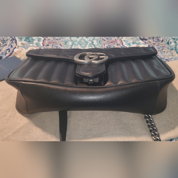 Authentic GUCCI Silver GG Black Aria Matelasse/Marmont Small Shoulder Bag - Picture 9 of 16